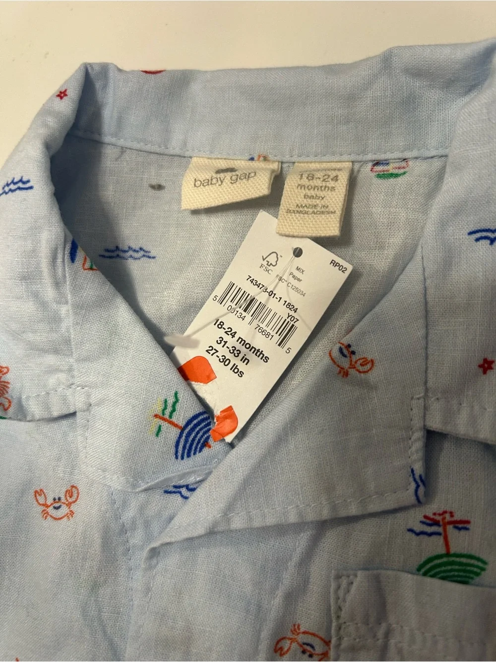GAP Light Blue Beach Motif Short Sleeve Set